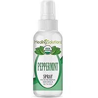Healing Solutions Organic Peppermint Spray - Water Infused with Peppermint Essential Oil - Certified USDA Organic - 2 Ounce Bottle