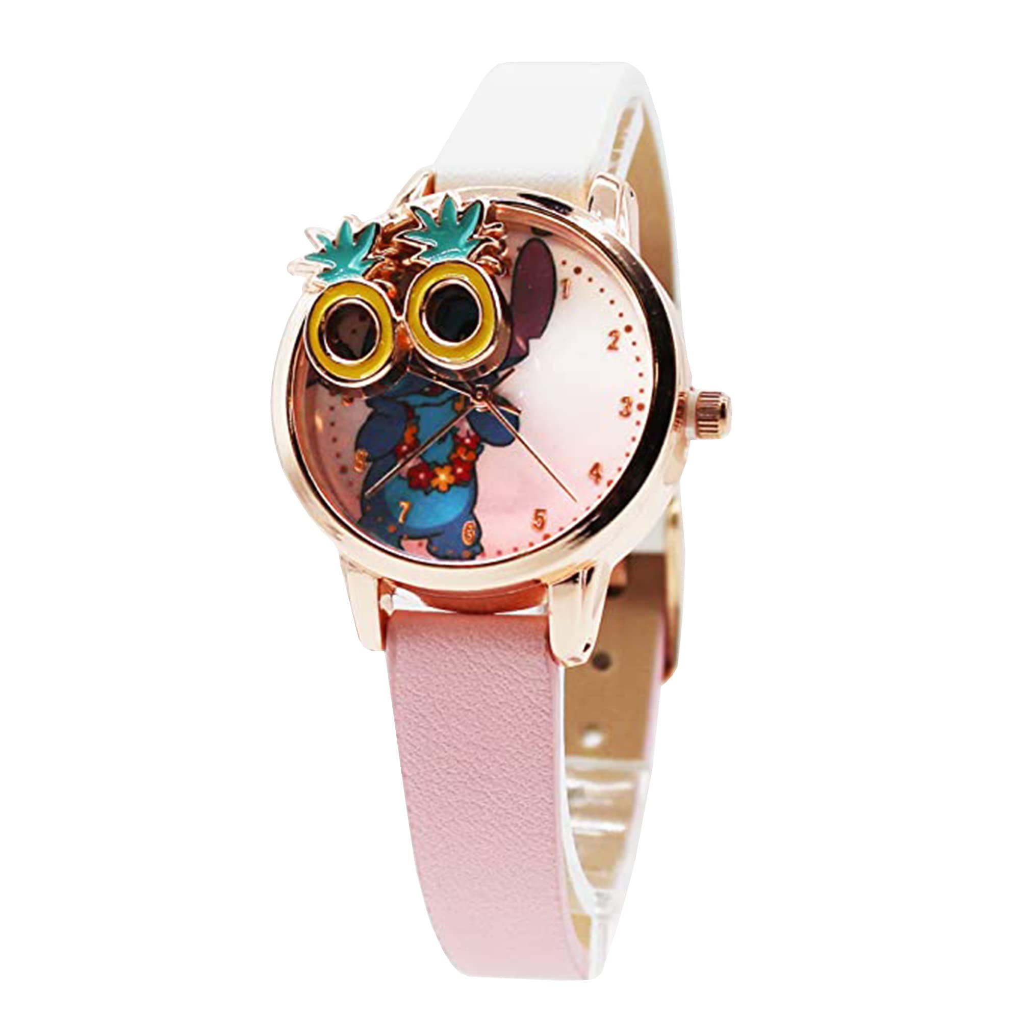 Accutime Women's Disney Lilo & Stitch Pink Gradient Analog Quartz Wrist Watch with Small Face, Rose Gold Accents for Women, Adult (Model: LAS5032AZ)
