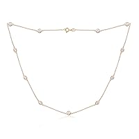Amazon Collection Platinum or Gold Plated Sterling Silver Station Necklace made with Infinite Elements Zirconia