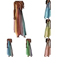 Summer Dresses for Women 2024,V Neck Spaghetti Strap Dresses Maxi Tie Dye Flowy Sundress Plus Size Vacation Dress