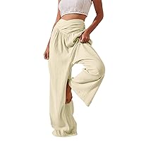 Women's Wide Leg Sweatpants Pants High Elastic Waisted in The Back Work Trousers Long Casual Pants, S-2XL