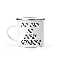 Funny Gift Humorous Gift for and Adults - I Found the Pickle Cucumber Dabbing - Funny German Quote - Multicolor - 12 Oz White Stainless Steel Camping Mug