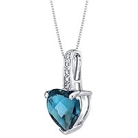 PEORA 14K White Gold Diamond and Genuine or Created Gemstone Heart Pendant for Women