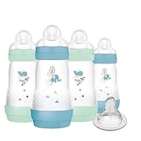 MAM Easy Start Anti-Colic Baby Bottle, Medium Flow, Breastfeeding-Like Silicone Nipple Bottle, Reduces Colic, Gas, & Reflux, Easy-to-Clean, BPA-Free, Vented Baby Bottles for Newborns, 2 Plus Months
