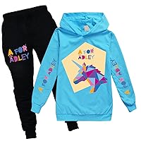 Little Girls Cute Hooded Sweatshirt and Long Pants 2Pcs Set,Pullover Hoodie Suit Lightweight Outfit(2-16Y)