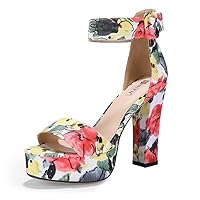 IDIFU IN5 Sabrina Platform Heels for Women Chunky High Heels Block Heeled Sandals Sexy Ankle Strap Heels Wedding Party Dress Shoes Open Toe Heels