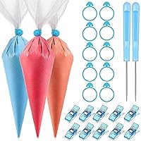 122 Pieces Tipless Piping Bags 100pcs Disposable Piping Pastry Bags 10 Pastry Bag Ties 10 Clips & 2 Awl Best Cakes Tools Cake Decorating Bags 21 In