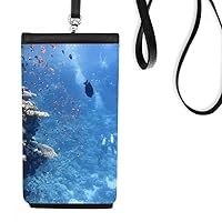 Ocean Fish Diving Science Nature Picture Phone Wallet Purse Hanging Mobile Pouch Black Pocket