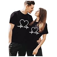 Matching Couple Shirts Valentines Day Mock Turtleneck Short-Sleeve Tee Shirt Holiday Funny Couple T Shirts
