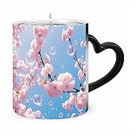 Cherry Blossom Ceramic Coffee Mug Heat Sensitive Color Changing Magic Mug Personalized Cup Funny Gift
