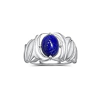 Rylos 14K White Gold Ring Solitaire 9X7MM Oval Gemstone with Satin Finish Band Color Stone Birthstone Jewelry for Women Sizes 5-13