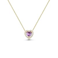 14K Real Gold Amethyst Necklace, Dainty initial Heart Necklace, Minimalist Gold Heart Amethyst Necklace, Christmas Gift, Birthday Gift