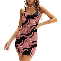 Giant Squid Animal Women's Sexy Bodycon Dress Spaghetti Strap Mini Dresses Sleeveless Club Dress