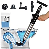 Toilet Plunger High Pressure Air Drain Blaster Gun Drain Clog Remover Tools Air Plunger Heavy Duty Drain Powerful Plungers for Toilet Unclog Toilet, Clogged Pipe, Floor Drain, Bathroom（Black）