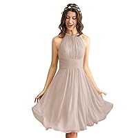 AW BRIDAL Chiffon Bridesmaid Dresses Short Formal Dresses for Women Party with Keyhole Design