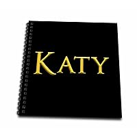 3dRose Katy Cool Girl Baby Name in The USA. Yellow on Black Charm Gift - Drawing Books (db_355699_2)