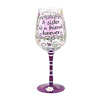 TS-5061A “A Sister is a Friend Forever” Wine Glass – Hand-painted – Gift Ideas for Her Multicolor, 15oz