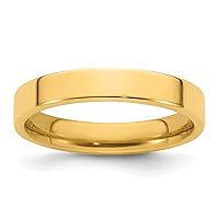 Jewels By Lux Solid 14k Yellow Gold 4mm Standard Weight Flat Comfort Fit Wedding Ring Band Available in Sizes 5 to 7 (Band Width: 4 mm)