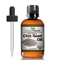 Chia Seed Oil, USDA Certified Virgin Organic,100% Pure & Natural, Cold Pressed Virgin, Unrefined in Amber Glass Bottle w/Glass Eyedropper for Easy Application (4 oz /118 ml)