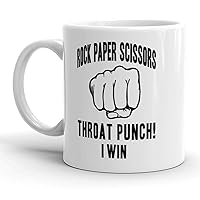 Crazy Dog T-Shirts Rock Paper Scissors Throat Punch Mug Funny Coffee Cup - 11oz