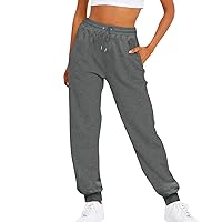 2024 Womens Joggers with Pockets Pants Solid Color Loose Sport Drawstring with Pocket Casual Sweatpants Trousers