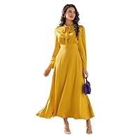 Dresses for Women Women's Dress Tie Neck Lantern Sleeve Dress Dresses