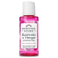 Heritage Store Rosewater & Vinegar Exfoliating Toner with Apple Cider Vinegar, for Oily to Combination Skin Care, Refreshing Facial Mist Cleans & Refines Pores, Clarifies Skin & Scalp, Vegan, 2oz