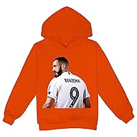 Boys Girls Casual Hooded Sweatshirts Benzema Classic Hoodies Lightweight Comfy Baggy Pullover Tops for 2-16 Years
