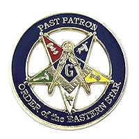 Past Patron Order of The Eastern Star Round Masonic Lapel Pin - [Blue & Gold][1'' Diameter]
