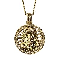 Baguette Jesus Men Women 925 Italy Gold Finish Iced Silver Charm Ice Out Pendant Stainless Steel Real 2 mm Rope Chain Necklace, Mans Jewelry, Iced Pendant, Rope Necklace 16