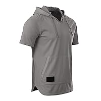 Slim Fit Mens Short Sleeve Hoodie - Garment Pigment Dye Casual Hood Shirt for Men