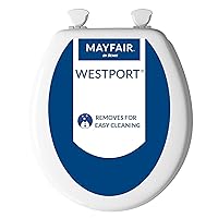 Mayfair Westport 844EC Wood Toilet Seat with Easy Clean & Change Hinges, Round, White