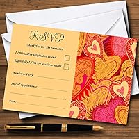 Orange Red And Pink Hearts Personalized RSVP Cards