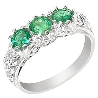Sterling Silver Womens Emerald Trilogy Eternity Band Ring
