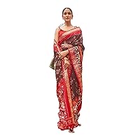 Brown Cocktail Party Indian Women wear Patola Silk Designer Saree Blouse Bollywood Traditional Sari 1734