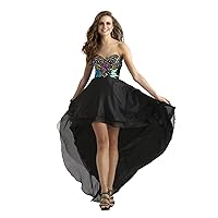 Sweetheart Black and Multi Color High Low Prom and Party Dress 2356