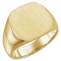 14k Yellow Gold 10x10mm Polished Mens Metal Fashion Signet Ring Size 11 Jewelry for Men
