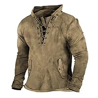 Tactical Hoodies for Men，Vintage Graphic Hoodie Long Sleeve Drawstring Pullover Sweatshirt Casual Lace Up Tops