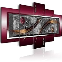 Abstract Canvas Prints Wall Art Burgundy Elegance Picture Contemporary 5 piece Painting Home Decor Framed Giclee Artwork Decoration for Bedroom (CL06, Large W60” x H30”)