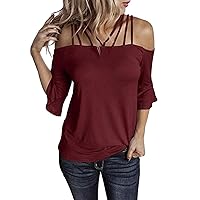 EFOFEI Women's Casual Spaghetti Straps Off The Shoulder Tops Sexy Summer Blouse Shirt