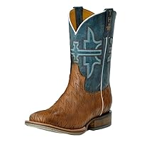 Tin Haul Mens Brown/Blue Leather Lightning Bolt Cowboy Boots