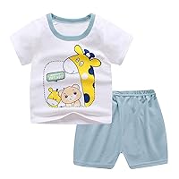 Toddler Baby Boy Clothes Boys Summer Outfits Cute Cartoon Print T-Shirt & Shorts Set 12 Months-5T Playwear Set