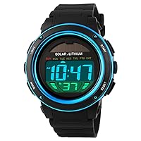 Mastop 5ATM Water Resistant Solar Power LED Sports Watch with Backlight Fashion Casual Digital Wristwatch