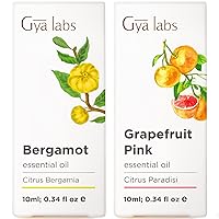 Bergamot Oil for Hair & Grapefruit Essential Oil for Diffuser Set - 100% Natural Therapeutic Grade Essential Oils Set - 2x0.34 fl oz - Gya Labs