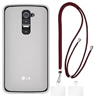 LG G2 D800 D802 D801 D802TA D803 VS980 LS980 Case + Universal Mobile Phone Lanyards, Neck/Crossbody Soft Strap Silicone TPU Cover Bumper Shell (5.2”)