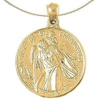 14K Yellow Gold Saint Christopher Pendant with 18