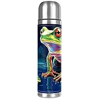 Insulated Mug with Frog Flower Lotus Leaf Stainless Steel Water Bottle for Sports and Travel, Premium Thermal Travel Coffee Mug