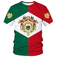 Patriotic Shirts for Men's Short Sleeve Graphic T-Shirt Collection Mexico Flag Shirts Festival Series Top