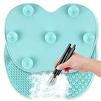Silicon Makeup Brush Cleaning Mat Makeup Brush Cleaner Pad Cosmetic Brush Cleaning Mat Portable Washing Tool Scrubber with Suction Cup (green)