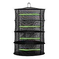 Herb Drying Rack Hanging Mesh Net 4 Layers Steel Rings Foldable Zipper Closure for Petals Buds Beans 60x80cm, Herb Drying Rack